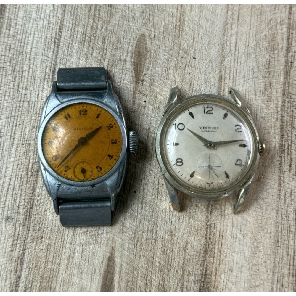 Vintage Westclox Watch Lot 2pc Wristwatch As-Is Parts Repair Patina